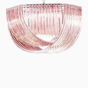 Lampadari esagonali in vetro di Murano rosa di Simoeng, set di 2