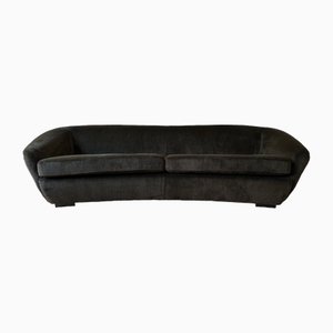 Canapé à Dossier Arrondi en Pur Alpaga Marron Foncé, 1950s
