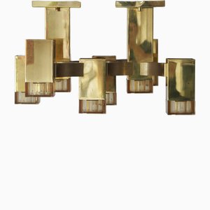 Cubic Gold Lamp Design by Gaetano Sciolari for Sciolari Illuminazione, Italy, 1970s