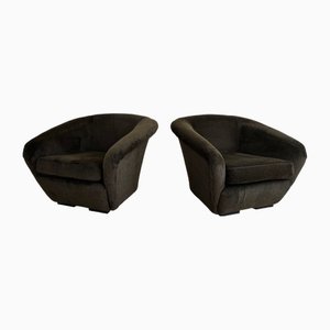 Set of Armchairs in Dark Brown Pure Alpaca, 1950s