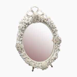 Antique Standing Mirror in Porcelain from Meissen, 19th Century