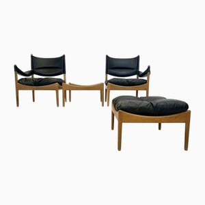 Mid-Century Modus Armchair, Table & Stool in Oak by Kristian Solmer Vedel for Soren Willadsen, Denmark, 1960s, Set of 4