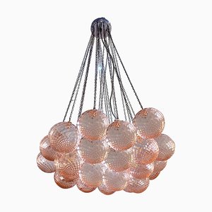 Pink Ballotton Murano Glass Spheres Chandeliers by Simoeng, Set of 2