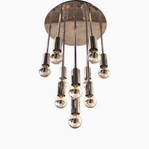 Lámpara de techo atómica alemana Mid-Century de cromo de Cosack, años 70