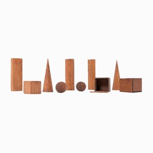 Geometrische Vintage Modelle aus Holz, 1940er, 10 . Set