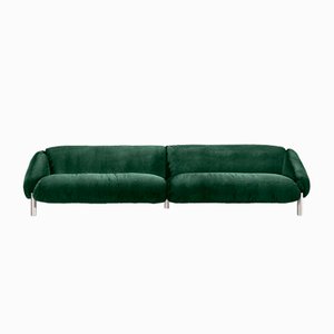 Flo 4-Seater Green Fabric Sofa by Lorenza Bozzoli