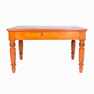 Vintage Wooden Table with Central Drawer