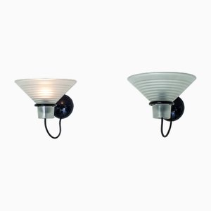 Wandlampen mit Diffusoren aus sandgestrahltem Glas, Italien, 1980er 2er Set