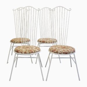 Sillas de jardín Mid-Century en blanco de Bele Bachem para Münchner Boulevard Möbel, años 50. Juego de 4