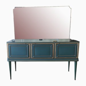 Vintage Sideboard with Petrol Green Mirror, 1950s