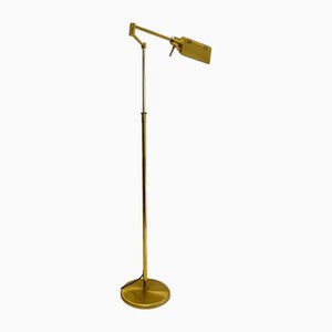 Adjustable Brass Swing Arm Floor Reading Lamp from Holtkotter, Germany, 1980s