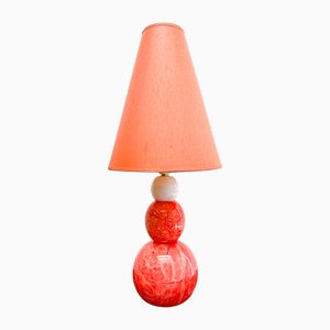 Lampe de Bureau en Albâtre Rose et Blanc, France, 1980s