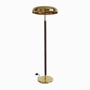 Art Deco Stehlampe mit Lederverkleidung, 1980er