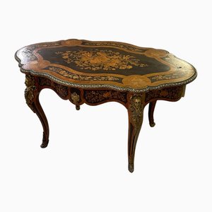 Empire Napoleon III Middle Table in Violin Shape in Marquetry from Hippolyte Edmé Pretot Paris, 1840s