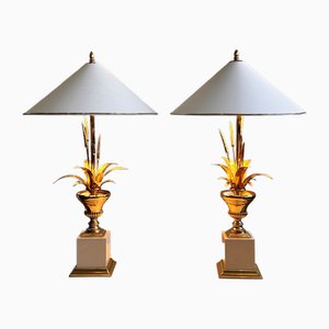 Lampada da tavolo Hollywood Regency Sheaf of Wheat in ottone di Massive Lighting, anni '70