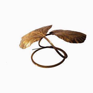 Table Lamp Rhubarb Model with 2 Brass Leaves by Carlo Giorgi for the Gadda Workshop, 1970s