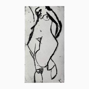 Marta Wakula, Desnuda, Punta Seca en Papel, 2019