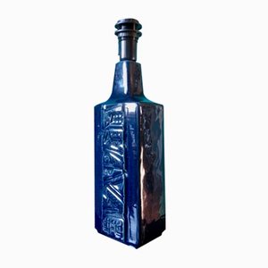 Tall Blue Enamelled Sandstone Table Lamp by Désirée. Denmark, 1965