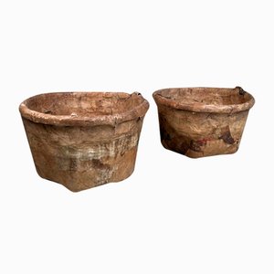 Antique Bamboo Baskets with Washi Paper, Japan, Set of 2