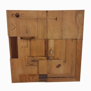 Sculpture Murale en Bois à Motifs Style Np2, 1980s