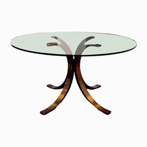Tavolo da pranzo T69 in ferro ottonato di Eugenio Gerli e Osvaldo Borsani per Tecno, anni '70