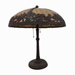 Lampe de Bureau Miller avec Abat-jour en Bronze et Pierre Dur dans le style de Tiffany