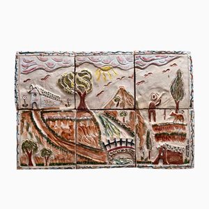 Hermanos Morillo, Landschaftsbild, 1950, Terrakotta, 6er Set