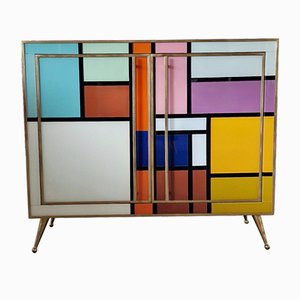 Credenza a due ante con illuminazione, anni '80