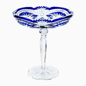 Cristal tallado Baccarat de cristal azul profundo, Francia, años 20