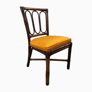 Rattan & Bambus Stühle mit Orangen Kissen von McGuire, 1970, 4er Set