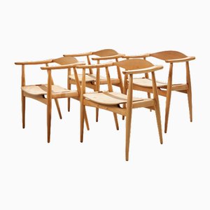 CH35 Armchairs in Oak by Hans J. Wegner for Carl Hansen & Son, 1960s, Set of 4