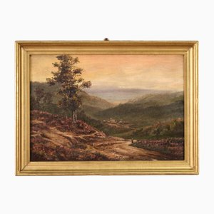 French Artist, Small Romantic Landscape, 1920, Oil on Canvas, Framed