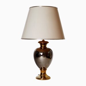 Large Hollywood Regency Table Lamp in Gold and Platinum, 1980s