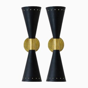 Italienische Wandlampen aus Messing, 1950er, 2er Set