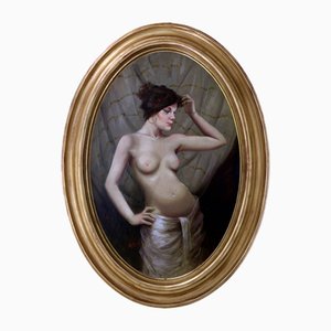 Nicola De Marco, La Maliziosa, Oil on Canvas, Framed