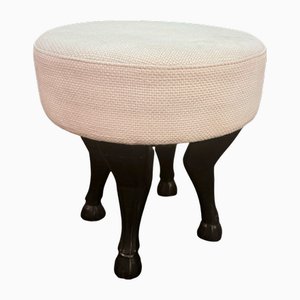 Gepolsterter Pouf mit Holzbeinen in Form von Pferdebeinen, 1980er