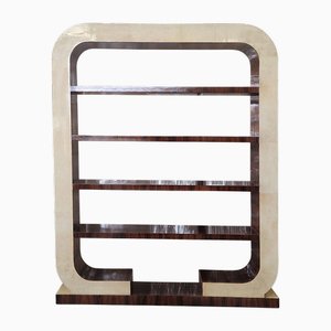 Art Deco Style Double-Sided Bookcase in Natural Parchment, 1980s