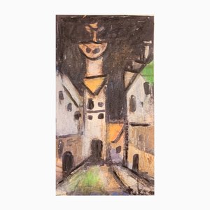 Eugeniusz Tukan-Wolski, Ciudad de noche, Técnica mixta sobre papel