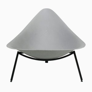 Tripod Grey Fiberglass Garden Lounge Chair attributed to Ed Mérat, 2000s