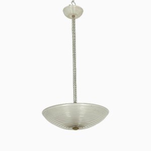 Lampe à Suspension Art Déco en Verre de Murano par Ercole Barovier, 1940s