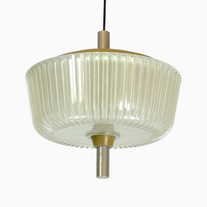 Lampadario Art Déco in vetro e metallo di Seguso, anni '40