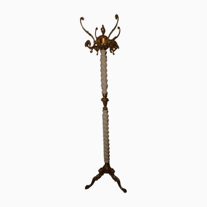 Mid-Century Barley Twist Lion Heads Brass Coat Stand, 1960s