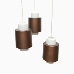Mid-Century German Space Age Triple Cascade Copper and Glass Pendant Lamp from Staff, 1960s
