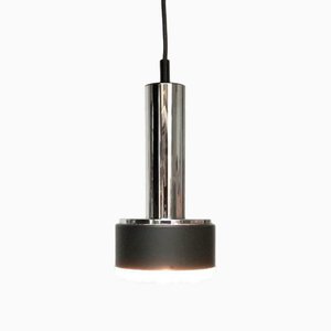 Mid-Century Space Age German Model P105 Iceglass and Chrome Pendant Lamps from Staff, 1960s, Set of 2