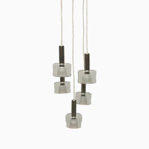 Mid-Century Space Age Chrome and Glass Cascade Pendant Lamp, 1960s