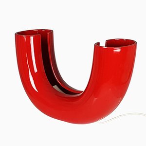 Lampada da tavolo Tubo rossa di Tomoko Tsuboi Ponzio per Ceramica Franco Pozzi, 1968