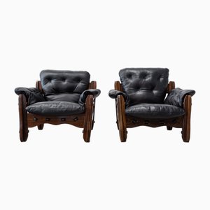 Amerikanische Einzelsitze aus Holz & Leder, 2. Hälfte 20. Jh., 1970er, 2er Set