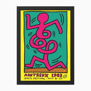 Montreux Jazz Festival Poster in Yellow by Keith Haring, 1983