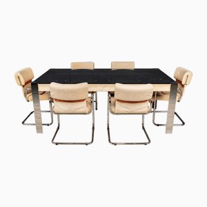 Dining Table & Chairs by Guido Faleschini for Hermes, France, 1970s, Set of 7