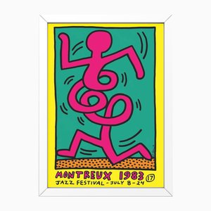 Póster del Festival de Jazz de Montreux en amarillo de Keith Haring, 1983